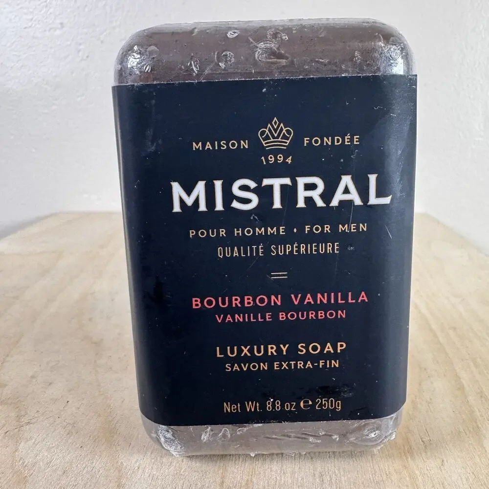 Mistral Bar Soap Organic Bourbon Vanilla Large 8.8 Ounce Crafted Soaps Original